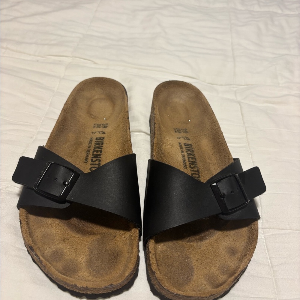 Birkenstock Madrid Black Leather Sandals Women’s Slip On Size 39 8 worn once - Picture 2 of 6